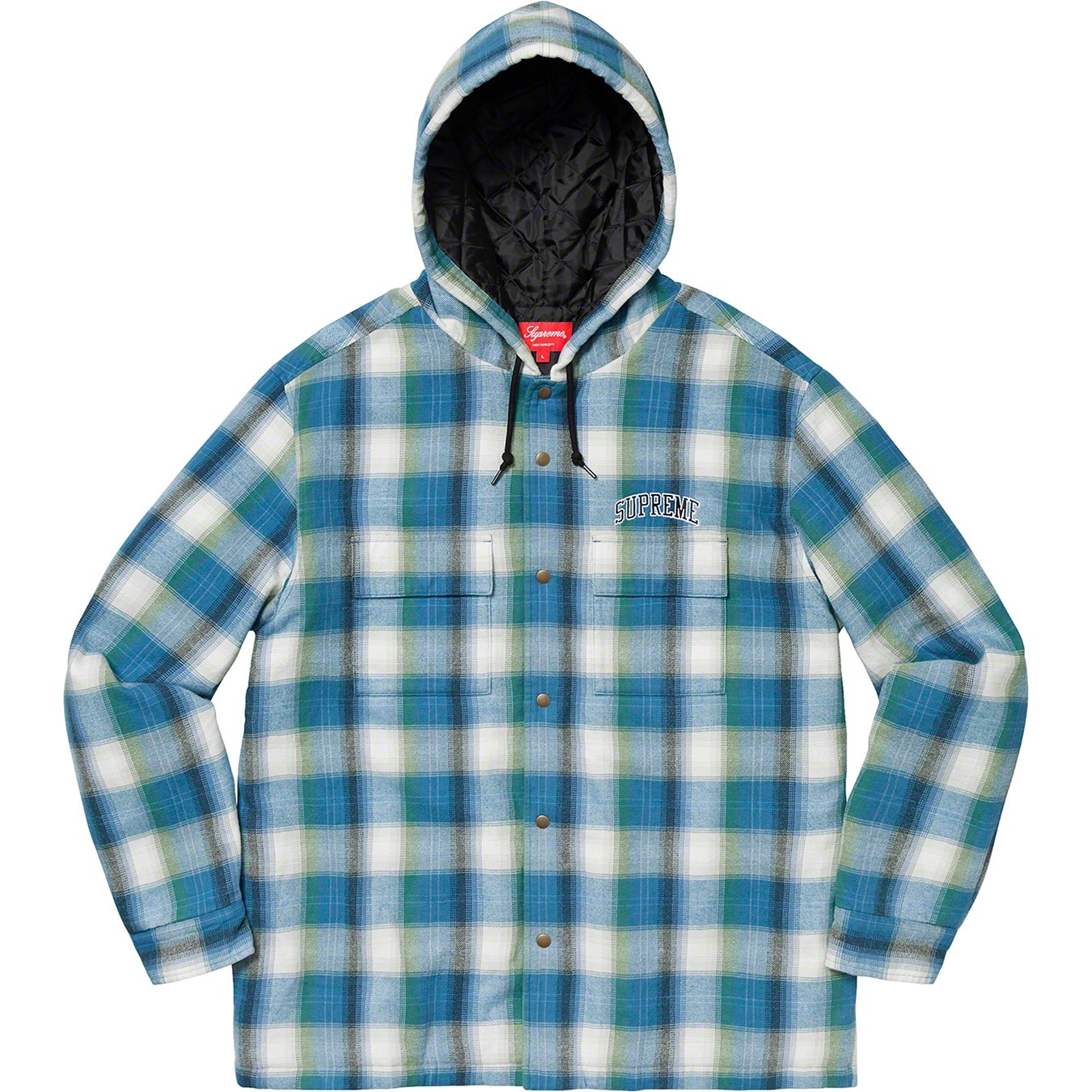 Quilted Hooded Plaid Shirt view 3